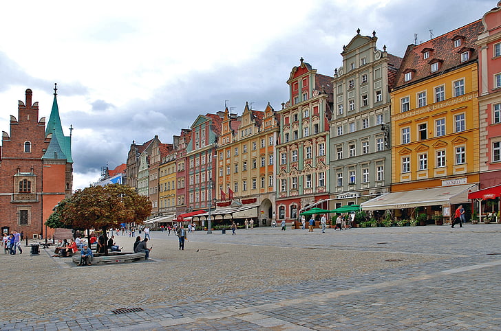 Poljska, Spodnja Šlezija, staro mestno jedro, Vroclav, Zgodovina, na trgu, arhitektura