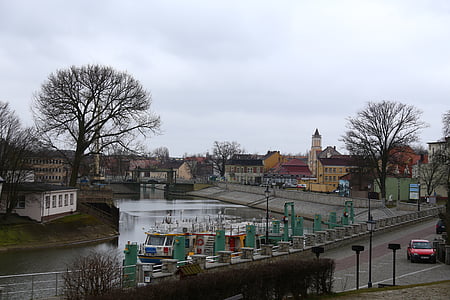 Panorama, in Nowa sól, Hafen, Bucht, Baum, Boote, Schiff