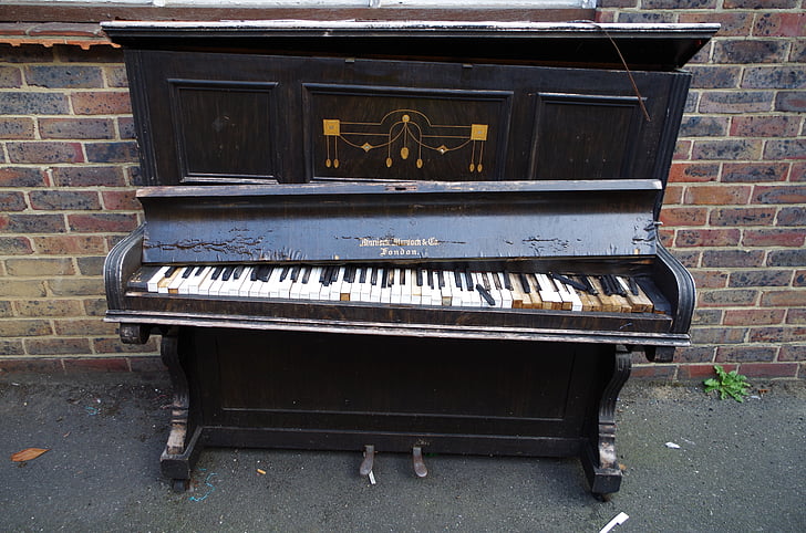 piyano, klavye aracı, hasar, zarar görmüş, kırık, üzerinde, anahtarları