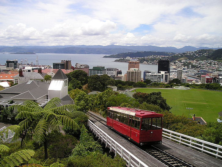 Nova Zelândia, Wellington, rack railway, ponto de vista, modo de exibição