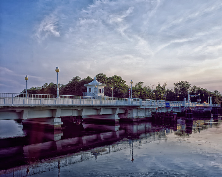 Pocomoke city, Maryland, brug, Landmark, historische, het platform, rivier