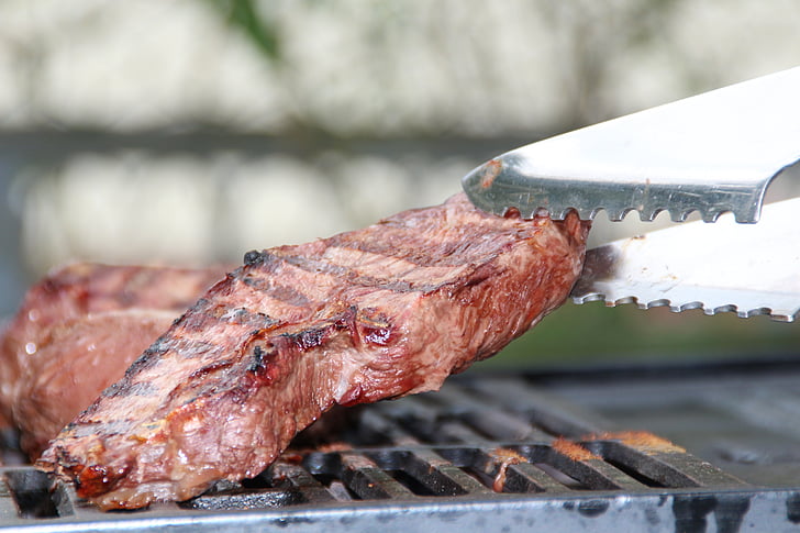 biefstuk, steaks, barbecue, zomer, Grill, vlees, gas barbecue