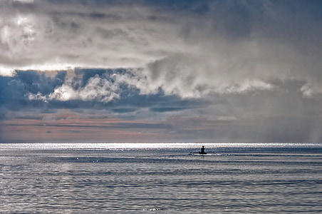 zee, boot, Storm voorgevoel, eenzaamheid, angst, Halmahera-eilanden, Indonesië