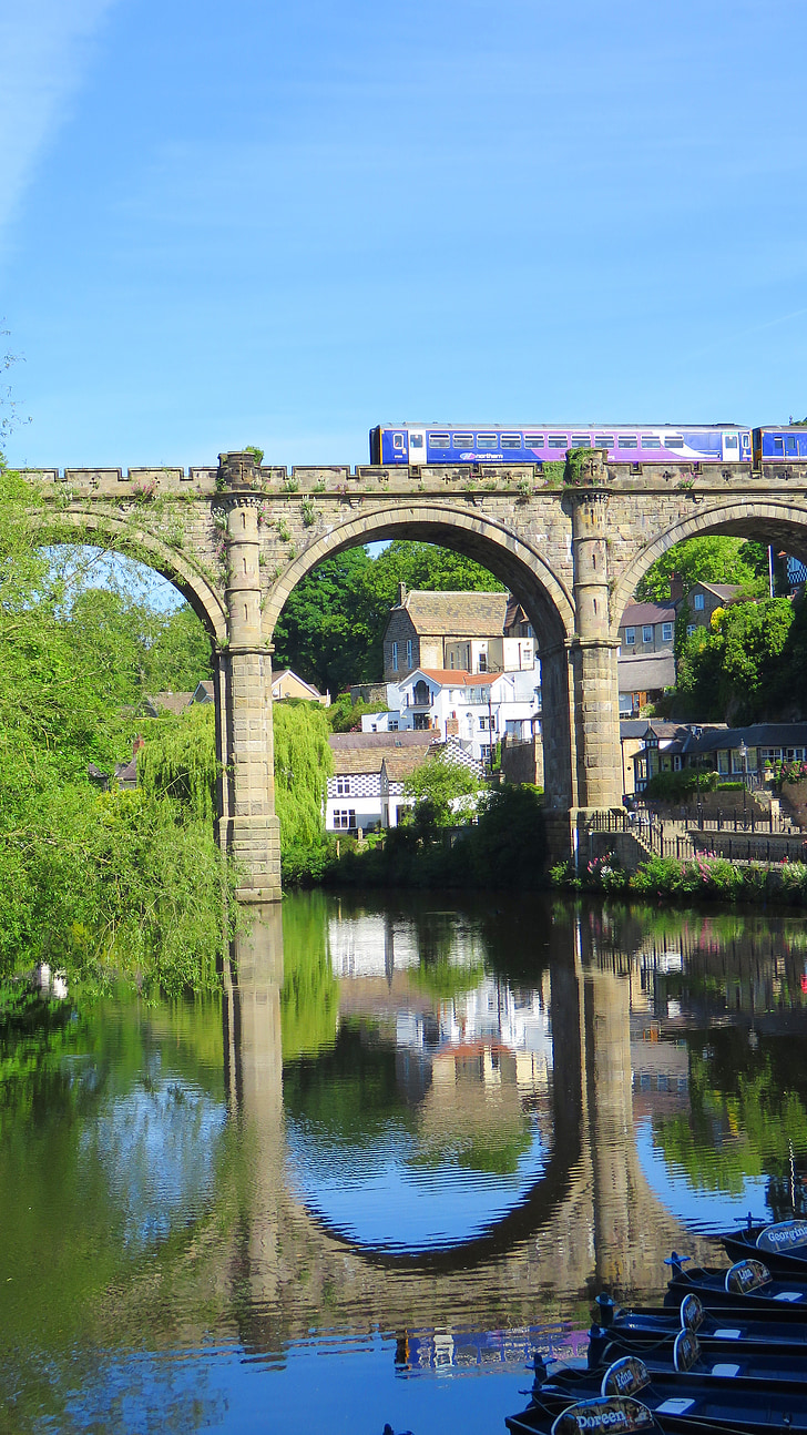het platform, blauwe hemel, brug, juni 2015, landschappen, North yorkshire, Outdoor locatie