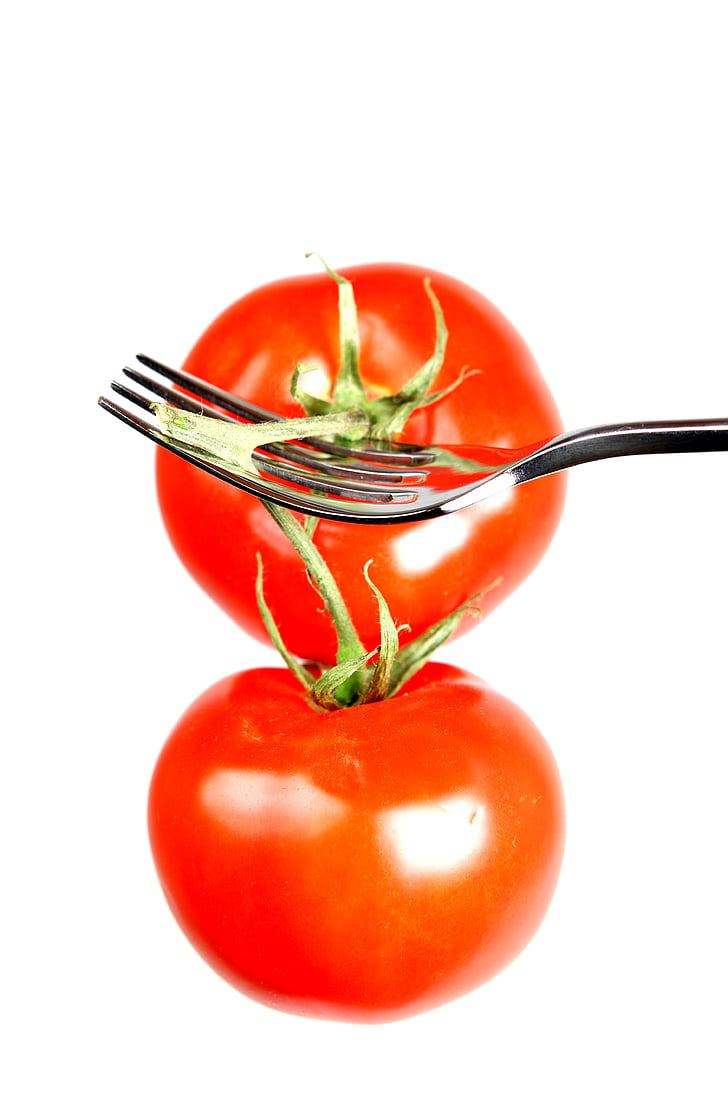 paradajky, vidlica, jesť, zdravé, symbol, Výživa, Frisch