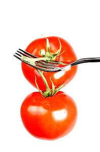 tomaatit, haarukka, syödä, terve, symboli, ravitsemus, Frisch