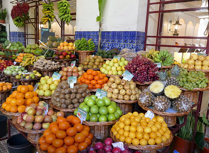 thị trường, trái cây, khỏe mạnh, ăn, dinh dưỡng, đầy màu sắc, ngon