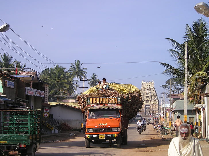 india, overloaded, truck, cars, vice, transport, crowded