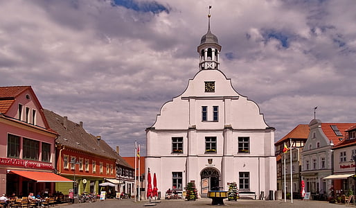 Usedom, Wolgast, mercado, viejo pasillo de ciudad, arquitectura, historia, lugar famoso