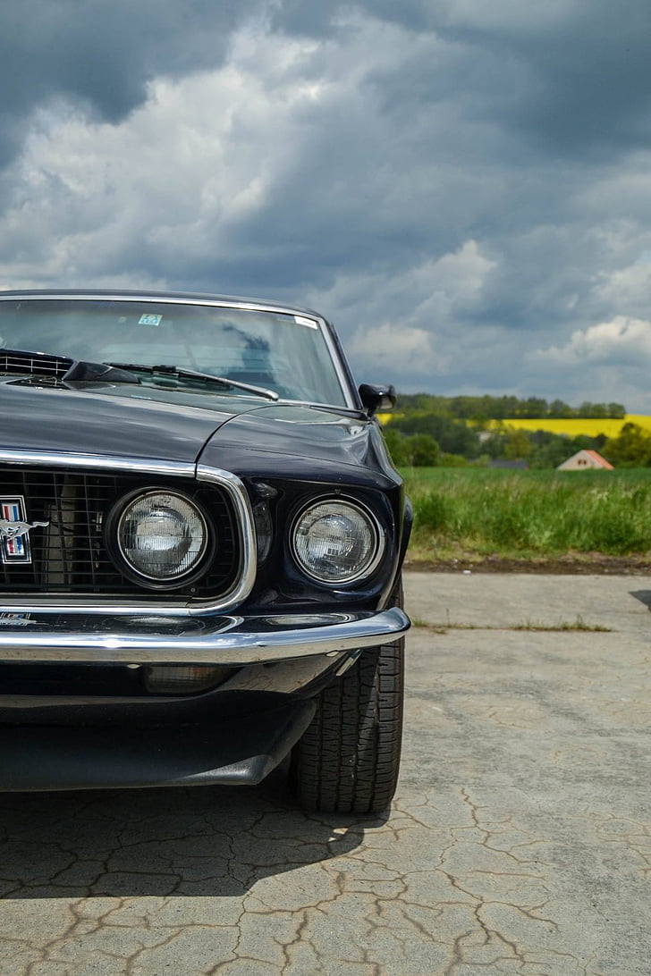Gual, Mustang, vell, Tsar, oldschool, cotxe, núvol - cel