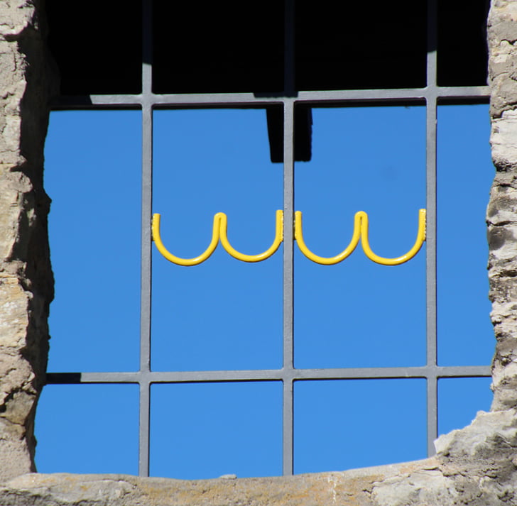 Прозорец, решетка, давност прозорец, Прозорец решетки, мрежа, синьо