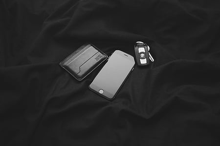 apple, black-and-white, BMW, iphone, keys, mobile phone, phone