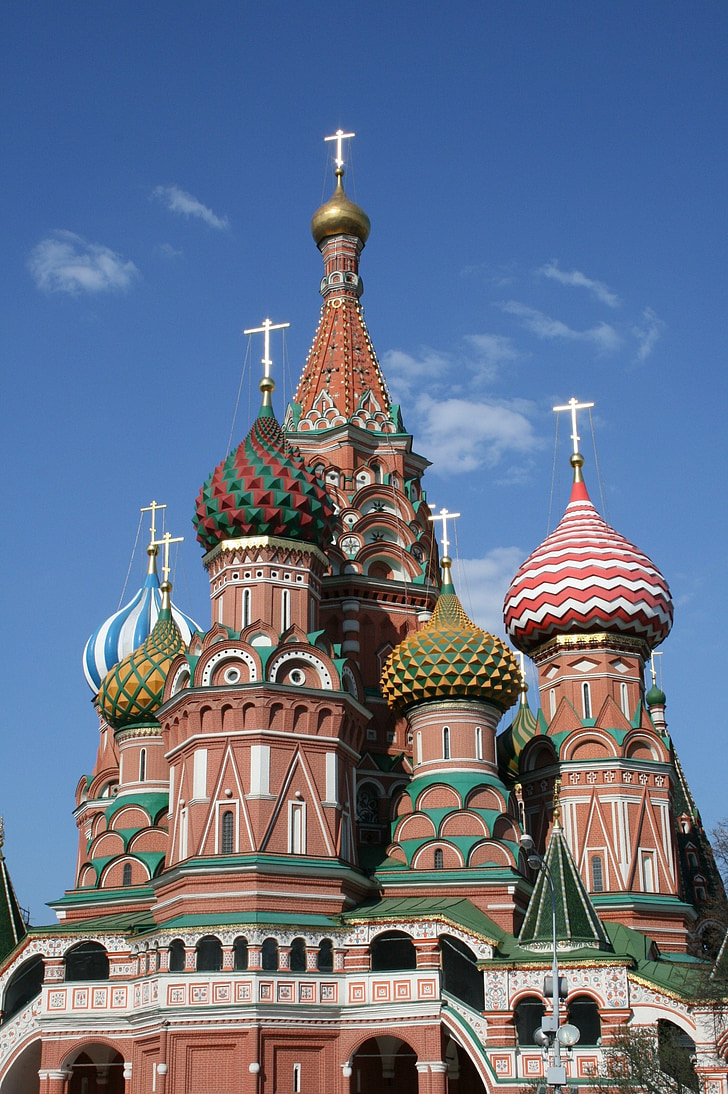 Kremlin, Cathédrale Saint-Basile, Russie, coupoles muliticolored, Croix orthodoxe russe, Cathédrale, ulitsa varvarka rue
