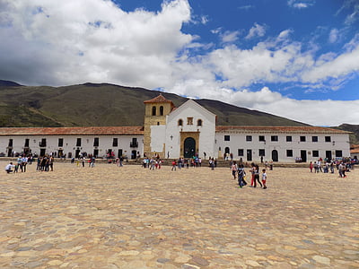 Plaza, orang-orang, pedesaan, Kolombia, Villa, Leyva, kolonial