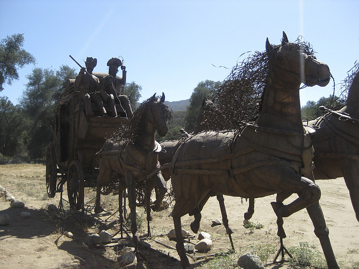 horses, rider, wagon, statue, equestrian, horseback, ride