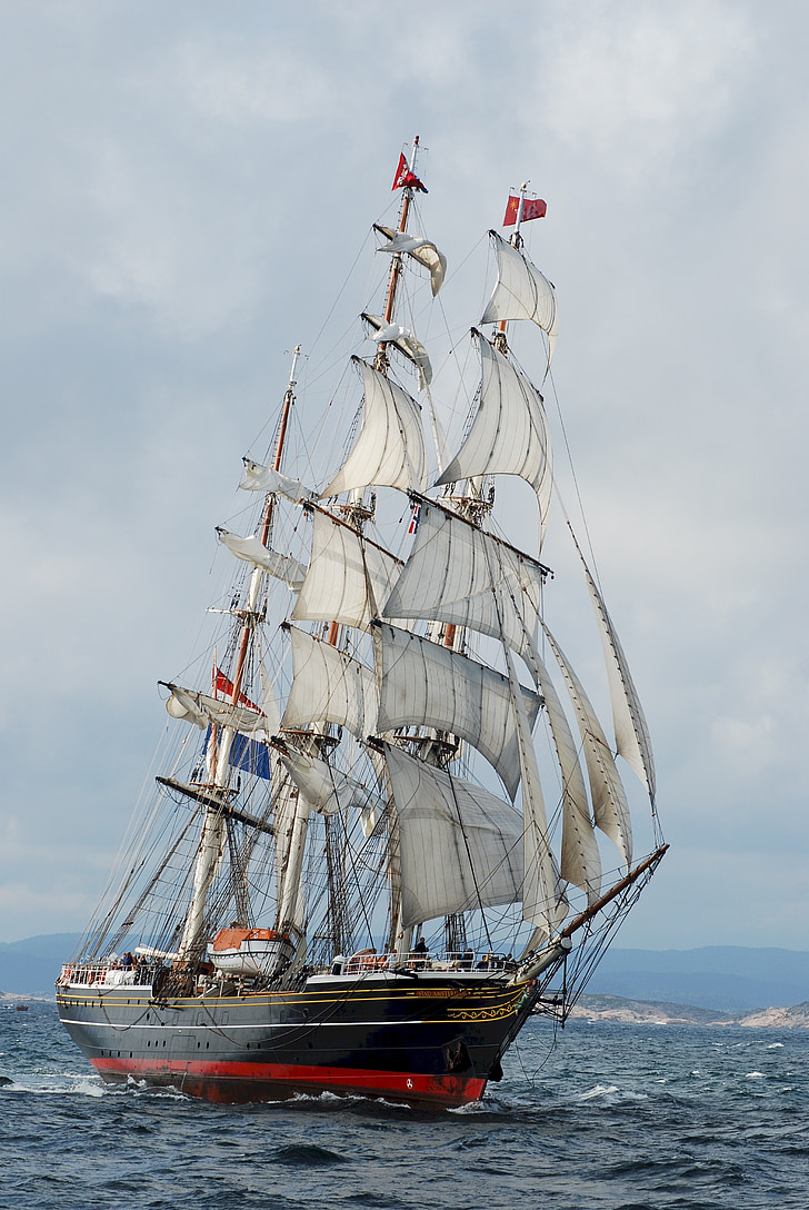 vaixell de Clíper, tres pals, veles, Stad amsterdam, ràpid, neerlandès, Mar