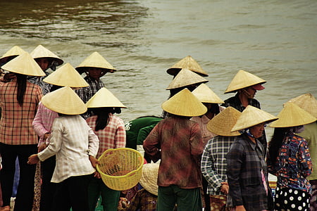 ενηλίκων, Ασίας, φορούν το κεφάλι, αγορά, άτομα, Ένδυση, σε εξωτερικούς χώρους