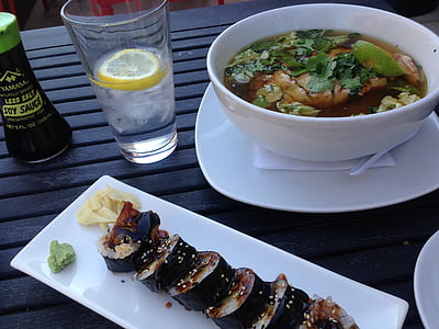 Aziatische, diner, voedsel, lunch, soep, Sushi, water