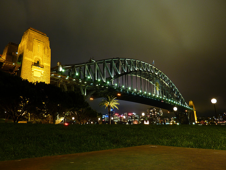 Harbour bridge, Sydney, noční, Most, Nový Jižní wales, Architektura, Austrálie