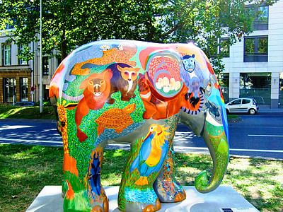 Abbildung, Elefant, Malerei, Kunst, Street-art, bunte, Farbe