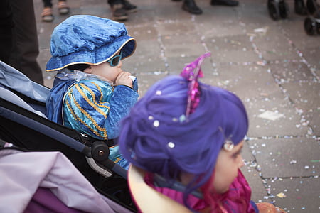 dijete, Karneval, Venecija, maska, kostim, Italija, vlasulja