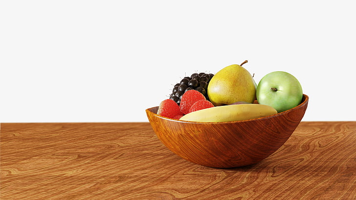 frutas, banana, Apple, comida, morango, uva, 3D