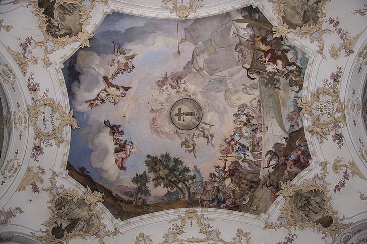 fresco, baroque, church, building, christianity, architecture, bavaria