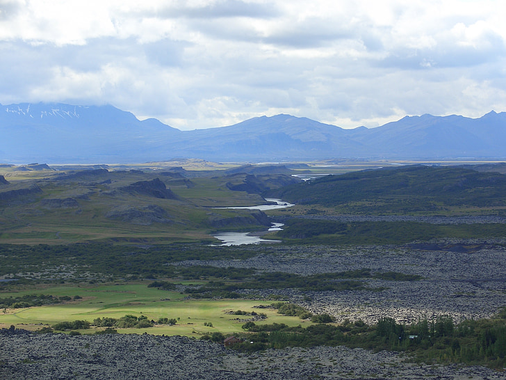 Islande, kalns, ainava, daba, debesis, upes