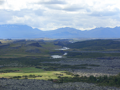 Исландия, Гора, пейзаж, Природа, небо, Река