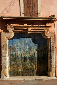 Luberon, Roussillon, ajtó, festett ajtó, építészet