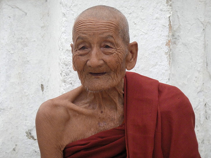 munk, Myanmar, religion, buddhisme, Burma, gammel mann, eldre
