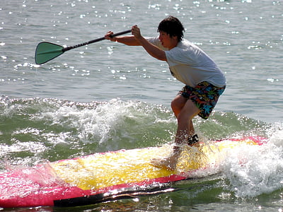 Surf, ragazzo, divertimento, sport acquatici, oceano, acqua, estate