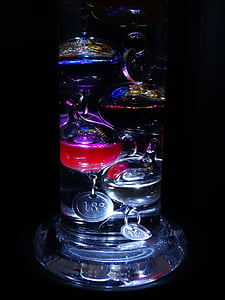 Termòmetre, columna de vidre, temperatura, brillant, color, glaskugeln