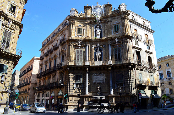 Palermo, Sicilia, QuattroCanti, centro città, città, paesaggio urbano, Monumento