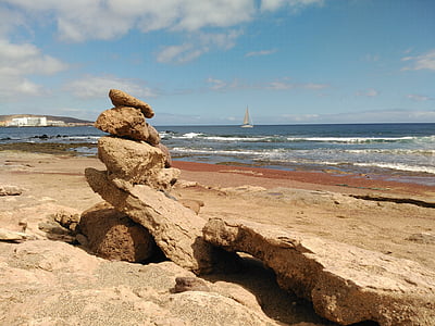 Beach, Costa, havet, bølger, sten, pyramide, sammensætning