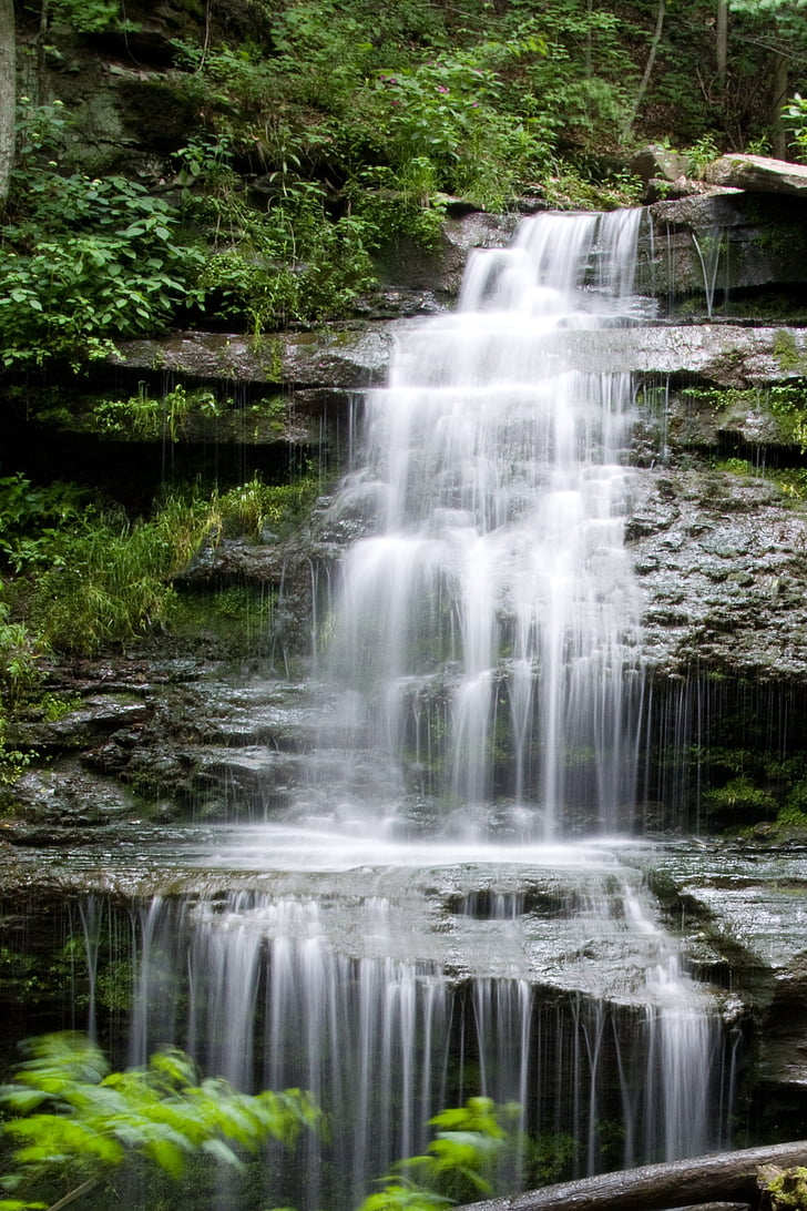 waterfall, mountain, nature, water, stream, cascade, scenic