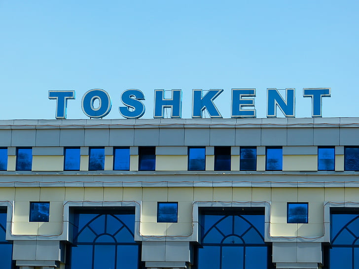 dzelzceļa stacija, Taškenta, Uzbekistāna, pienāk, arhitektūra, fasāde, ēkas ārpusi
