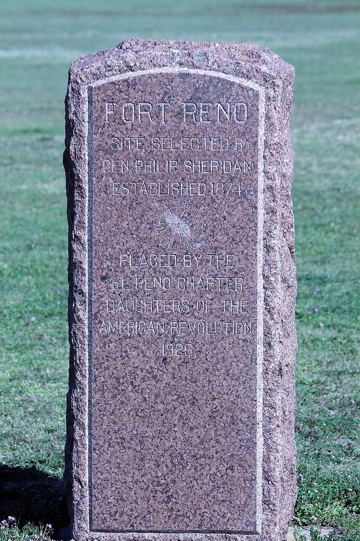 Fort reno, Oklahoma, marcador, piedra, histórico, punto de referencia, piedras