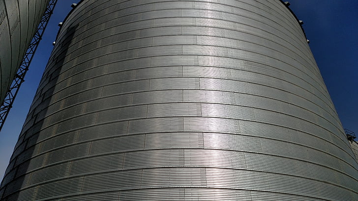 grain bin, farm, grain, storage, agriculture, architecture, steel