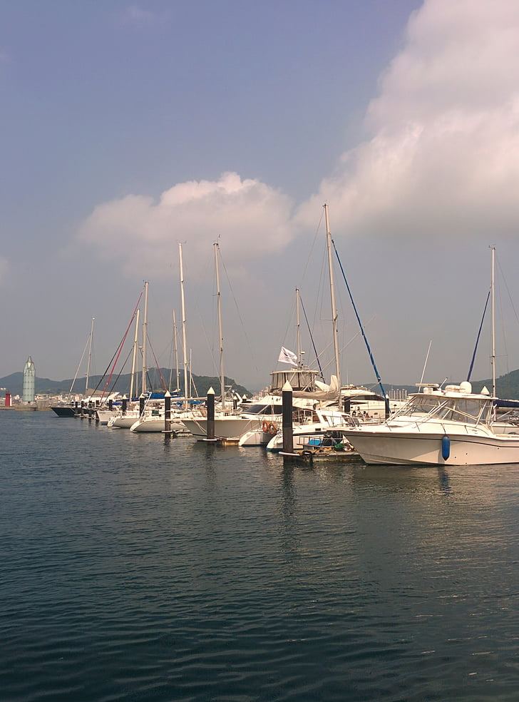 Tongyeong, Marina resort, Yacht, båt, Marina, vatten, stranden
