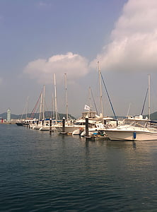 Tongyeong, Marina resort, du thuyền, thuyền, Marina, nước, Bãi biển