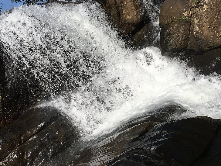 water, waterfall, stream, rock, outdoors, mountain, environment