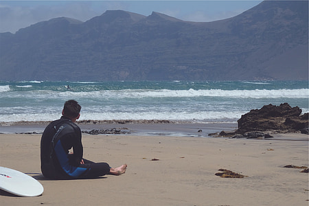 persona que practica surf, Playa, arena, Costa, agua, ondas, Océano