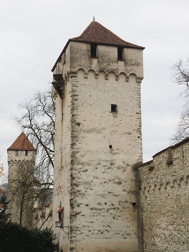 schirmerturm, pulferturm, Musegg wall, történelmi városfal, Luzern, városfal, museggtürmen
