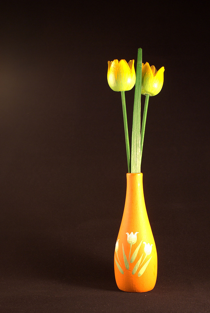 tulipes, vase, fleurs