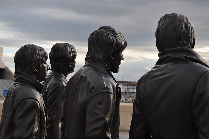 statuen, Liverpool, Beatles, musikk, folk, menn, utendørs