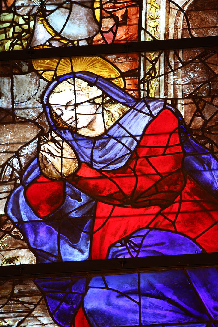 vitraž prozora, Leon, staklo, svjetlo, Crkva, Djevica, vjera