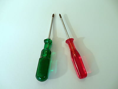 screwdriver, tool, craft, green, red