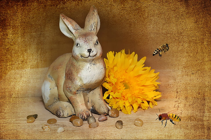 野兔, dekohase, 复活节兔子, 花, 开花, 绽放, dekoblume