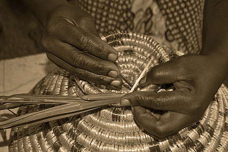 tkaní, řemeslo koš, Africká, ručně vyráběné